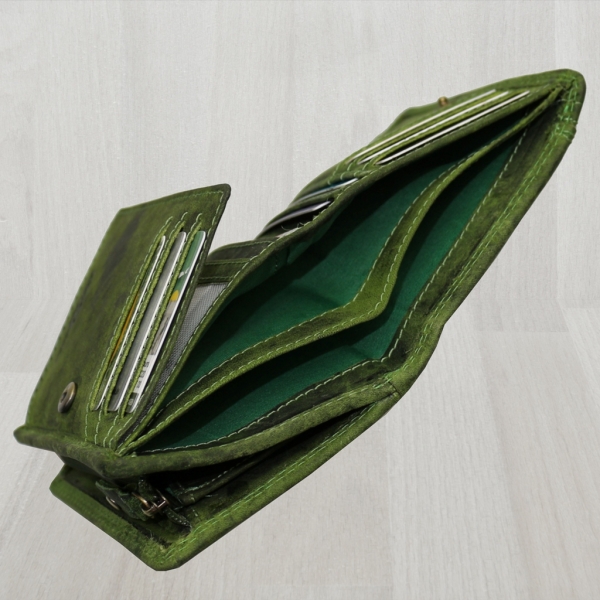 flevado Geldbörse Unisex Damen Herren Echt Leder RFID Schutz Grün